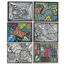 S&S Worldwide Abstract Velvet Art Posters, 5 each of 6 Designs, Designs to Appeal To Everyone, Kids, Adults, Boys, Girls, Color With Markers or Colored Pencils, 8" x 10" Cardstock, Pack of 30.