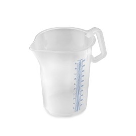 Thermohauser Measuring cup with closed handle, 5000 ml, plastic PP, blue scale in litres and millilitres, 8300040091 transparent