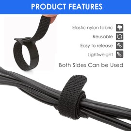 GENHY Cable Ties Reusable,Cable Organiser 6 inch,Say Goodbye to Clutter and Use It to Store Data Cables for Electronic Products(60 PCS,Black)