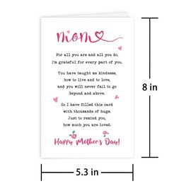 Leinessy Lovely Happy Mother's Day Card, Poem Mothers Day Card from Daughter Kids, Thanks Mom Sentimental Card