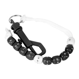 Agatige 21cm Golf Beads Score Counter with Clip, Golf Bead Chain Score Counter with Artificial Shining Stone Golf Counter Putting for Referee Golfer Golf Training Competition Accessory (Black)