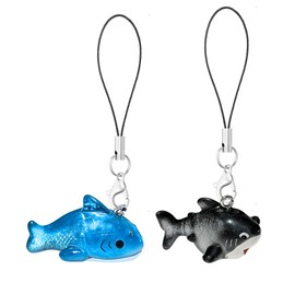 CasaPopz 2Pcs Shark Phone Charms, Whale Shark Keychain, Blue Ocean Phone Charms for Bag Keychain Camera Decor