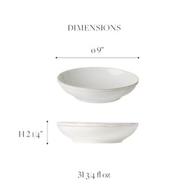 Casafina Ceramic Stoneware Soup & Pasta Bowl - Fontana Collection, White | Microwave & Dishwasher Safe Dinnerware | Food Safe Glazing | Restaurant Quality Tableware