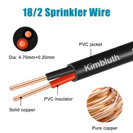 Kimbluth 18/2 Solid Sprinkler Wire 100FT 18 Gauge 2 Conductor Irrigation Wire with UV Resistant PVC Jacket for Underground Irrigation System, Field Central Control System