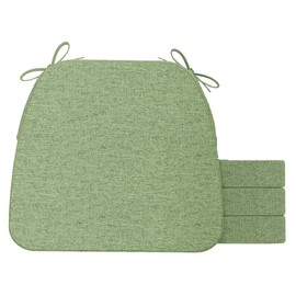 AAAAAcessories D-Shaped Chair Cushions for Dining Chairs with Ties and Removable Cover, 2'' Thick Dining Kitchen Chair Pads, Indoor Dining Room Chair Cushions, 17'' x 16'', 4 Pack, Sage