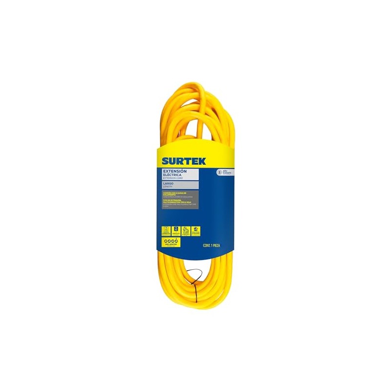Surtek Extensión eléctrica uso extra rudo aterrizada color amarillo, 4
