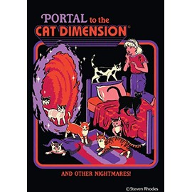 Ephemera, Inc Portal to the Cat Dimension Refrigerator Magnet, Whimsical, Fantastical, 1 Count, Black, Rectangular