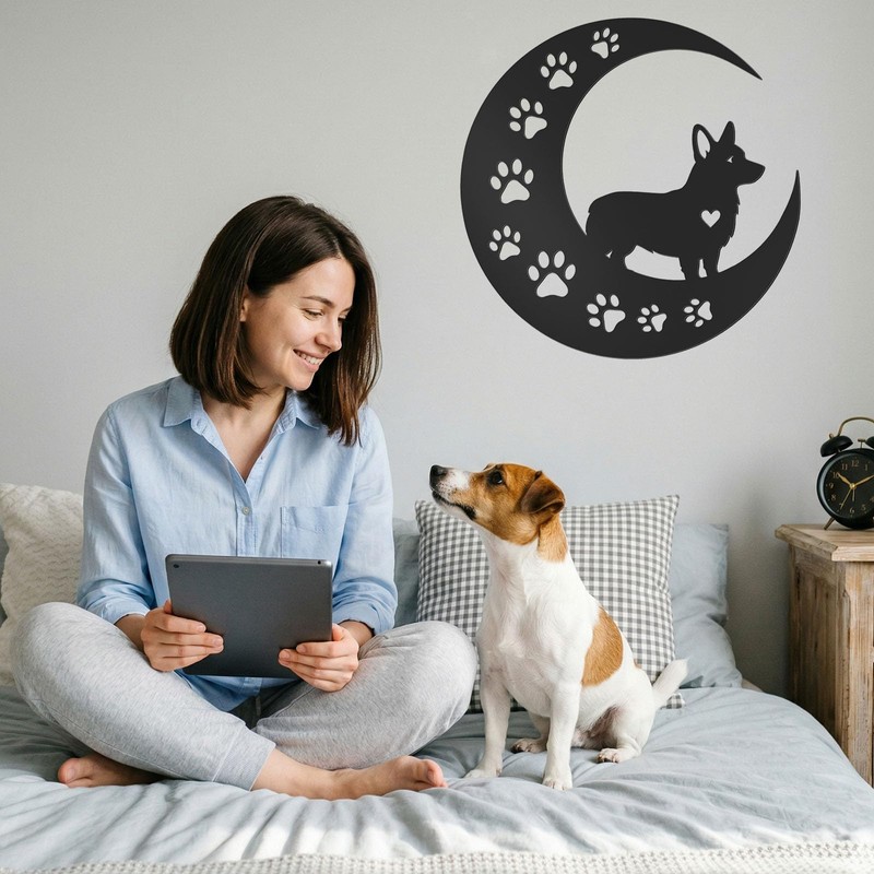 Caiibaoob Corgi Metal Wall Art for Dog Lover- Wall Sculpture