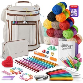 Hearth & Harbor Crochet Kit for Beginners Adults and Kids Step-by-Step Video Tutorials, Amigurumi and Crocheting Starter Kit with Soft Yarn and Bag - Color: Mustard