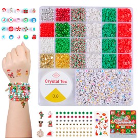 SJZWSD Christmas Friendship Bracelet Kit, 6200 Pcs Clay Beads for Bracelets Making, Christmas Beads for Jewelry Making, Christmas Beads for Craft with Gift Box