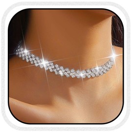 Fashband Rhinestone Choker Necklace Diamond Row Necklaces Sparkly Crystal Necklace Chain Jewerly Prom Accessories for Women