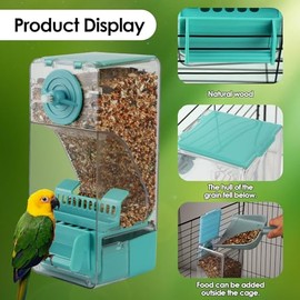 Alimentador de pájaros, sin ensuciar, 2 unidades, contenedor de comida de semillas de pájaros, acrílico, dispensador de loros, accesorios para periquitos, cacatúa, canario, amor, pájaro (azul)