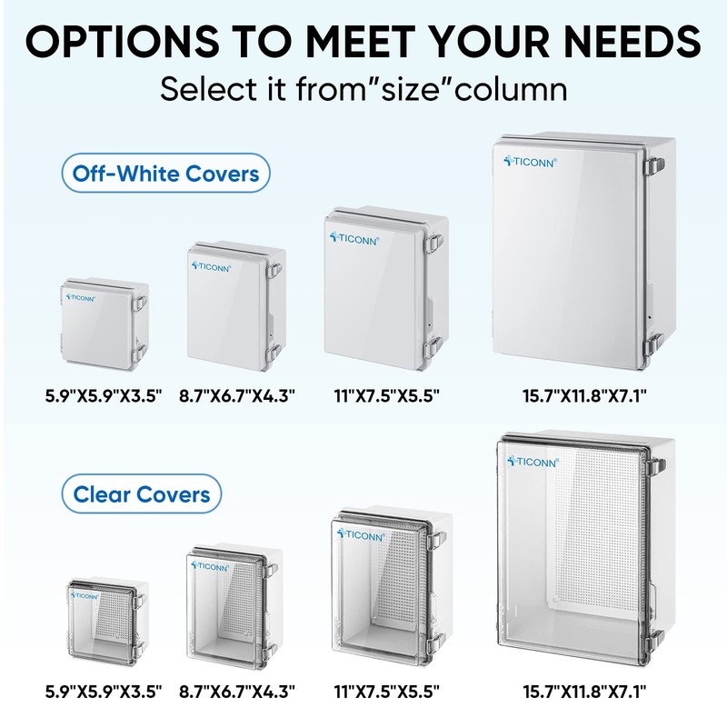TICONN Waterproof Electrical Junction Box IP67 ABS Plastic Enclosure with