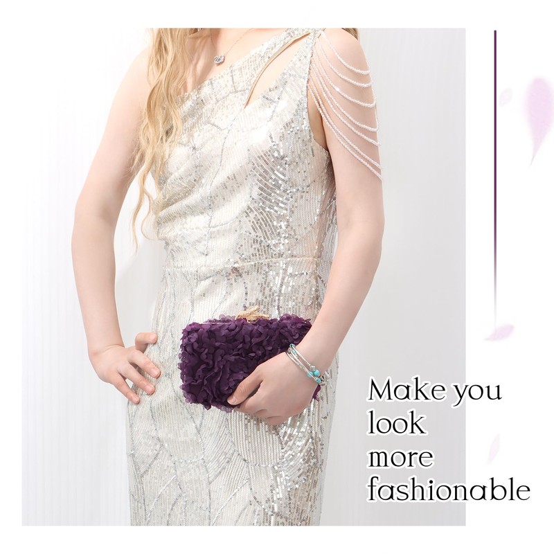 Syrads Flower Handbag Clutch Evening Bag Flowers Purses with Chain