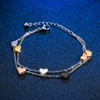 Stainless Steel Heart Women's Bracelet Bracelet with Heart Pendants Double