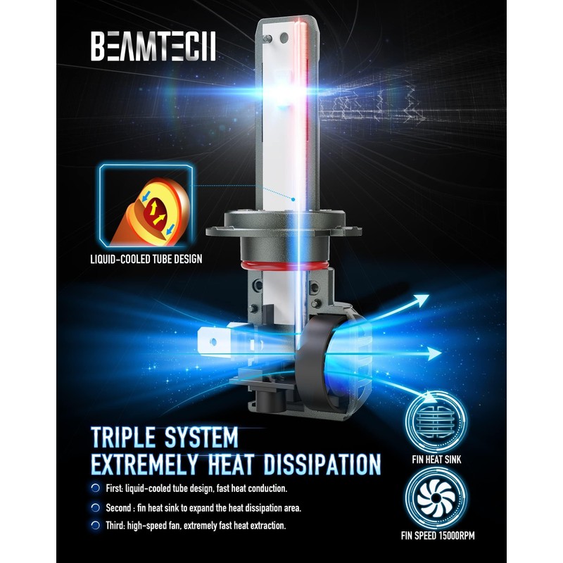 BEAMTECH H7 Light Bulbs, G-XPower Chips Fog Light Bulb 500%