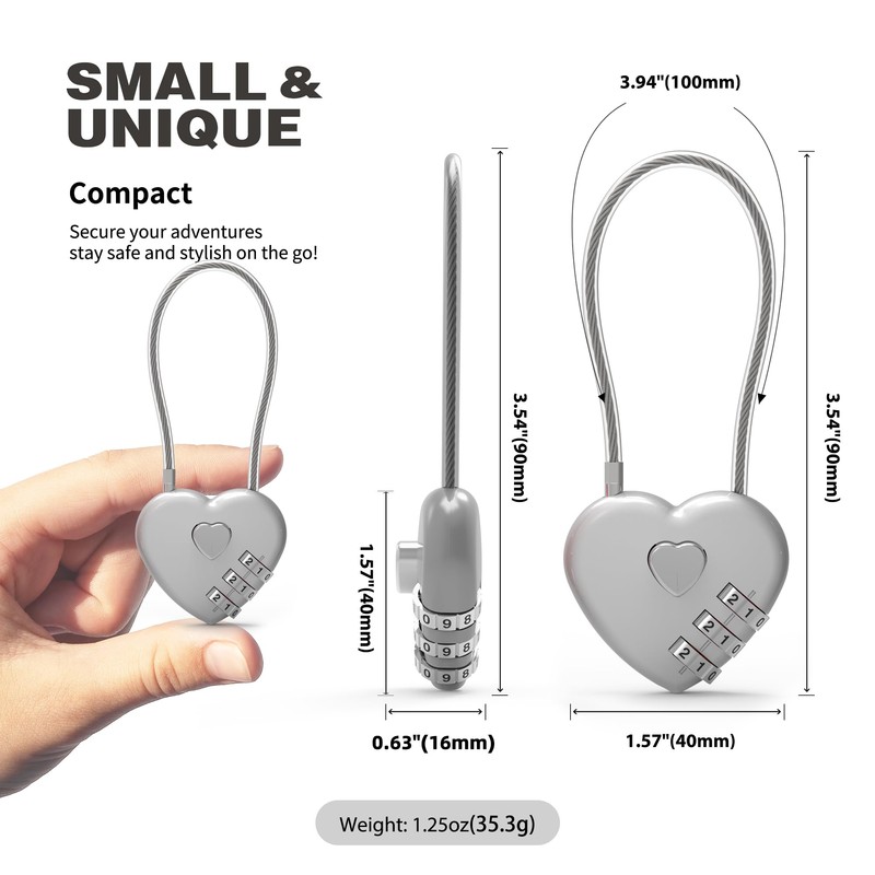UP Security Combination Padlock, Small Cable Lock with Code, Candados
