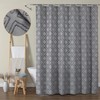 OWENIE Grey Shower Curtain Set, Jacquard Geometric Textured Fabric Boho