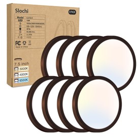 8PACK LED Flush Mount Ceiling Light Fixture, 3000K-4000K-6500K & 100W Equivalent Modern Kitchen Recessed Ceiling Lamp 15W 1500Lm 7.5 Inch Closet Round Surface for Bathroom Laundry-Oil-Rubbed Bronze