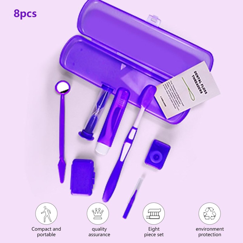 SGERUFZ 8 Stück Tragbares Kieferorthopädisches Pflegeset, Hosenträger Set, Mundpflege Reiseset