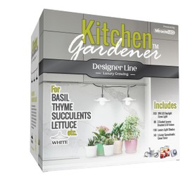 Miracle LED Kitchen Gardener Designer Line Indoor Grow Kit - Includes 2 Absolute Daylight Full Spectrum 100W Replacement Grow Bulbs & 1 2-Socket White Shaded Cord Fixture with Timer (8-Pack)
