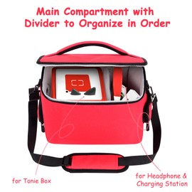 DDgro Toniebox Carrying Case - Convenient and Protective Travel Bag for Tonie box Audio Player Starter Set and Accessories (Red, Large)