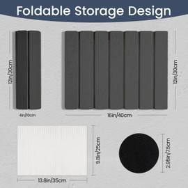 Meowoo Stone Drying Mat for Kitchen Counter, 16"x12" Foldable Diatomaceous Earth Mat, Super Absorbent, Quick-Dry Bath & Kitchen Pad for Dishes, Cups, Bottles, Non-Slip, Fits Any Countertop - Dark Gray