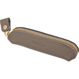 RafiCaro Coin Case, Genuine Leather, Seal Case, Coin Purse, Compact, Small, Soft, Leather Pouch, Small, mgreige