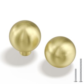 goldenwarm 20 Pack Gold Knobs for Dresser Round Ball Brushed Gold Cabinet Knobs Brass Kitchen Drawer Hardware Cupboard Dresser Bathroom Single Hole