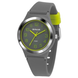 SINAR Boys Watch Youth Sports Watch Fitness Analogue Quartz 10 Bar Waterproof Grey Yellow XB-48-1, gray, Sports