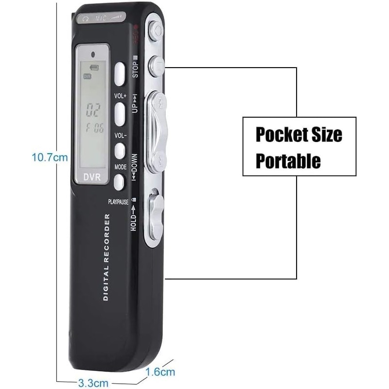 SQUADO - Audio Voice Recorder with LCD Display, Compact and