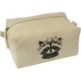 'Raccoon with Floral Crown' Canvas Wash Bag/Makeup Case (CS00043449)