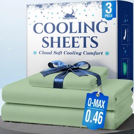 SLEEPHORIA Cooling Sheets - BreezeWeave 3 PC Twin Size Cooling Bed Sheets for Hot Sleepers & Deep, Cool Rest - Cloud Soft, Silky Smooth, 16 in Deep Pocket, Ultra Durable (Sage Green)