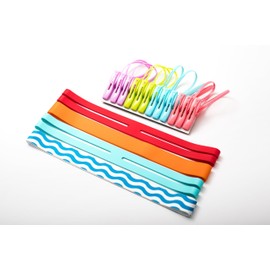 Wide 2.5" H-Shape Silicone Towel Bands (4-Pack) + 12 Clips: Multipurpose Luggage Organizers for Cruise, Beach Towel Clamps, Book Ties Essentials​