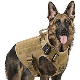 Motusamare Service Dog Vest Training Hunting Molle Nylon Water-Resistant Military Patrol Adjustable Comfortable K9 Tactical Dog Harness with Handle (Camouflage) (Brown, S)