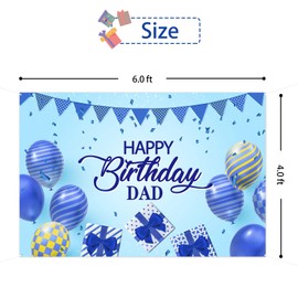 RoadSea Happy Birthday Dad Backdrop Banner - Man Father Birthday Party Background - Daddy Birthday Super Dad Party Photography Background Decoration - 6 x 4 Feet
