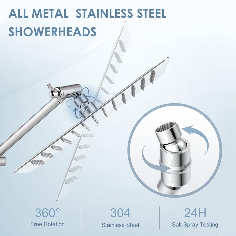 KINLIV 12 * 8 Inch Rectangle Rain Shower Head Chrome,