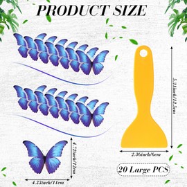 Trandraft 20 Pcs Non Slip Bathtub Stickers Anti Slip Adhesive Butterfly Shower Stickers Decals Treads Bathtub Applique with Scraper for Bath Pools(Blue,Butterfly)