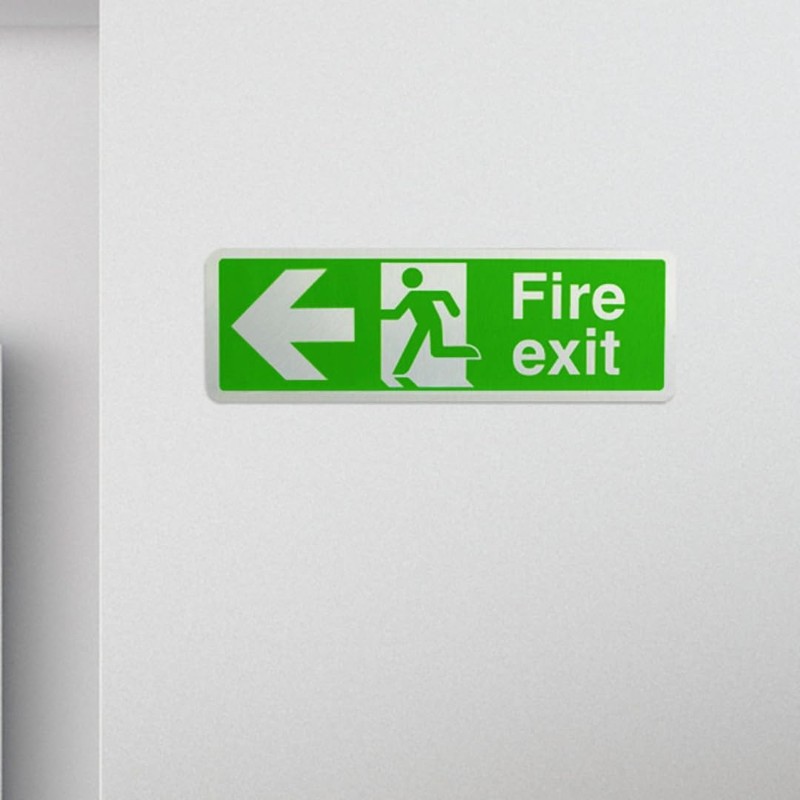 V Safety Fire Exit-Fire Exit Arrow Left Sign - 300