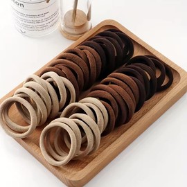 50pcs Coffee Colour Soft Touch Hair Bands - Gentle, Non-Slip, Elastic Ponytail Holders with Soft Fabric for Comfortable Daily Wear - Trendy Hair Accessories for Women and Girls
