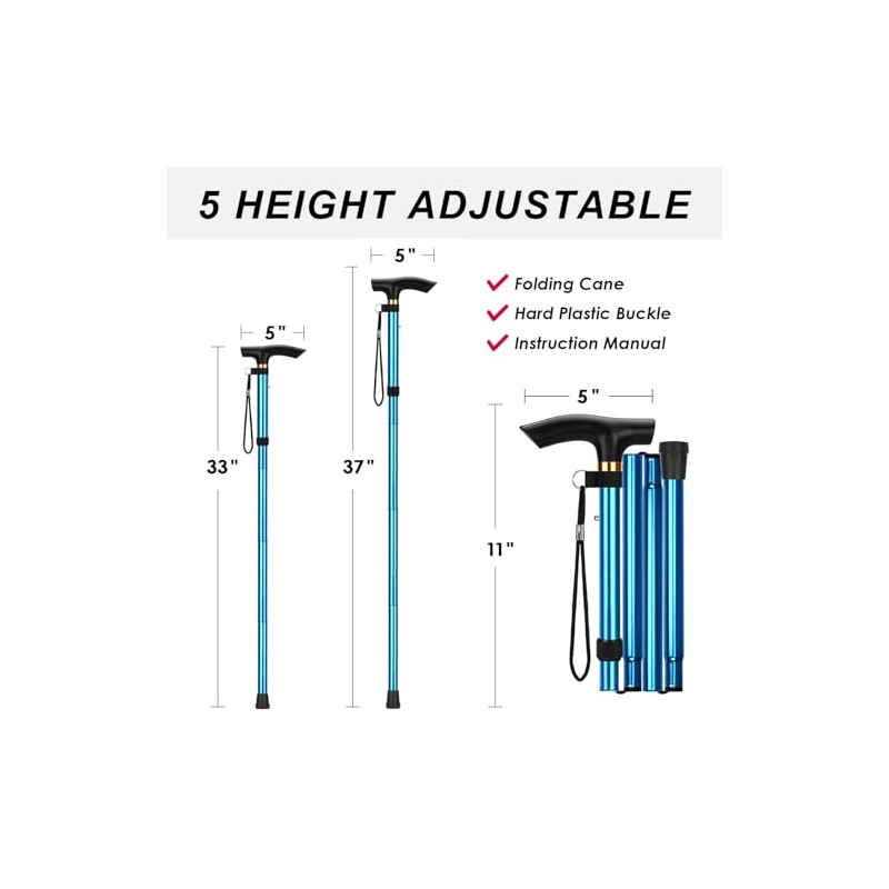Walking Cane, Folding Cane for Man & Women, Portable Lightweight