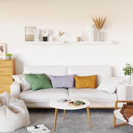 oridom Floating Shelves for Wall, White Wood Wall Shelf Set of 2, 24" Wall Mounted Floating Shelf for Kitchen, Living Room, Bedroom, Bathroom Storage, Book Shelf for Wall Home Decor, Frame Display