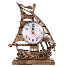 Garneck Alarm Clock Vintage Decorative Tabletop Clock Office Antique Mantel Clocks Retro Mantel Clock Ornaments for Kids Silent Clock Household Clock Plastic Antique Clock Student Sailboat