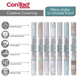 Con-Tact Brand Creative Covering, Self-Adhesive Shelf Liner, Multi-Purpose Vinyl Roll, Easy to Use and Apply, 18'' x 16', Beige Marble