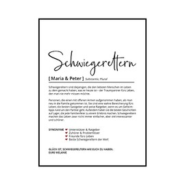 Schwiegereltern Definition, Personalisiertes Poster, Schwiegermutter Schwiegervater, Geschenk Geburtstag Weihnachten, Danke sagen, W√∂rterbuch, Skandinavisch