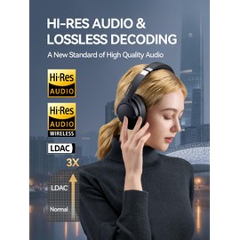 1MORE SonoFlow Pro HQ51 Wireless Over-Ear Headphones, Reduce Noise by Up to 45dB, Hi-Res Audio, 100H Playtime, App Control, Bluetooth 5.4, AI Clear Calls, Lightweight Fit for Travel Office, Matte Gray