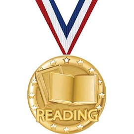 Gold Reading Medals, 2" Shiny Gold Scholastic Medal Awards, 20 Pack