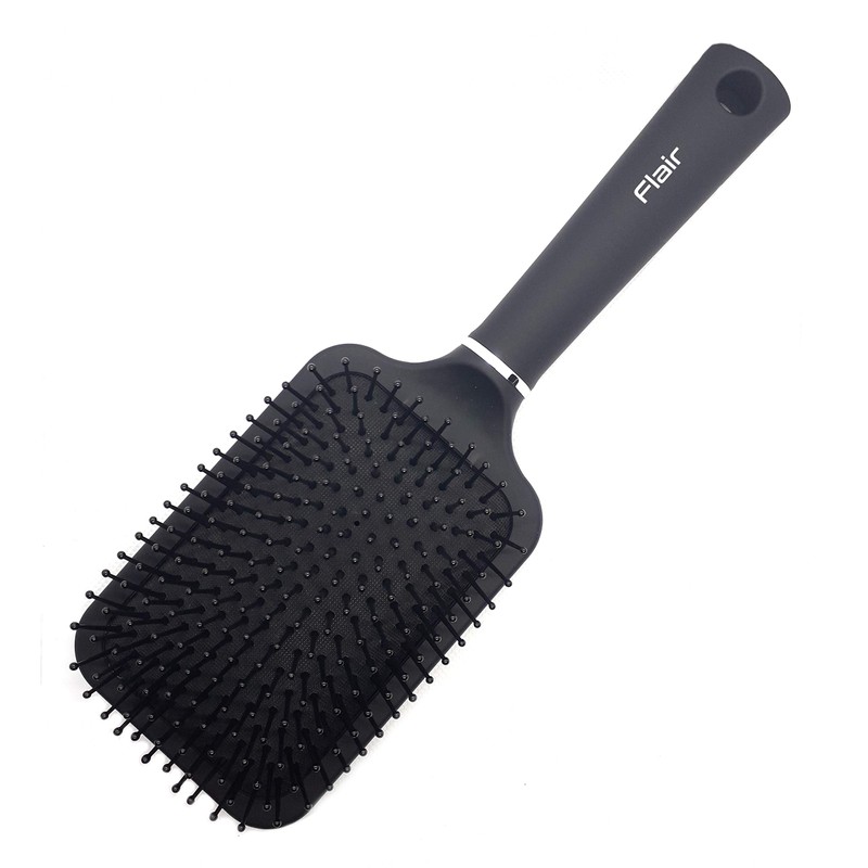 Flair Brush Black Large Paddle Hair Brush with Soft Round