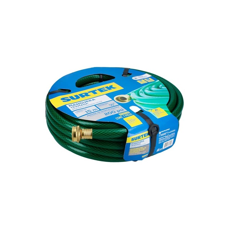 Surtek M12T15 Manguera para jardín tramada con conector metálico 1/2",