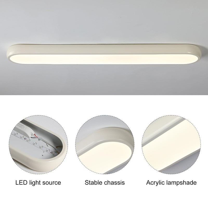 Qcyuui Dimmable LED Ceiling Light with Remote,39.4 in Long Ceiling